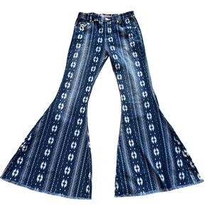 Cowgirl Hardware Jeans Girls Bell Bottom Flared Aztec Southwestern Size 12 Boho